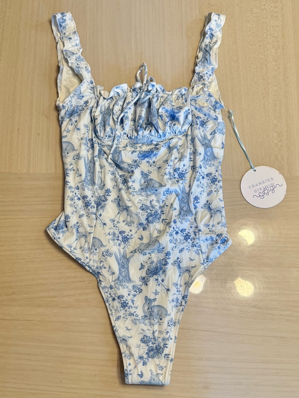 Frankie's Bikinis Gigi Hadid Fawn One-Piece Milkmaid Hat Bandana Scarf Swimsuit - Picture 16 of 16